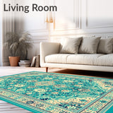 Elegant Turquoise Beige Geometric Area(Beige)