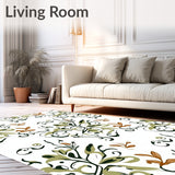 Botanical Vine Scroll with Natural Leaf Accent (White)