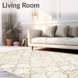 Ivory Beige Geometric Lattice Area(Beige)