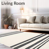 Contemporary Black & Cream Area Clean lined Stripe Design(Beige)