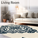 Retro Lattice Medallion with Stylized Interlocking Lines(Beige)