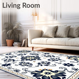 Vintage Damask Flourish with Baroque Scroll Classic European (Blue) - ODIKA