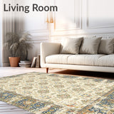 Easy Care Beige Area Oriental Medallion Classic Vintage Design(Beige)
