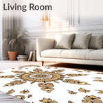 Inspired Floor Covering with Symmetrical Rosette (Beige) - ODIKA
