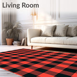 Farmhouse Gingham Doormat with Crossweave(Red)