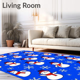 Whimsical Winter Characters with Scattered Frosty Snowflake Motifs(Blue)