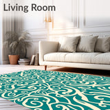 Intricate Nautical Waves with Interlocking Swirls and Flourishes (Teal) - ODIKA