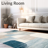 Boho Chic Neutral Tones with Blue Accents Abstract Art(Beige)