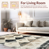 Beige Diamond Distressed Black Wash Area(Beige)