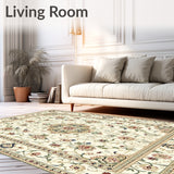 Elegant Beige Oriental Runner with Intricate Floral Medallion Design(Beige)