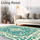 Distressed Damask Scrollwork with Ornate Flourishes Style (Beige)