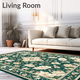 Evergreen Tapestry Floral Symphony in Dark Green & White(Green)