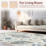 Ultra Soft Area Rug, Non Slip, Stain Resistant, Washable Area Rugs for Living Room, Bedroom, Boho Chic Paisley(Beige)