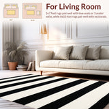 Contemporary Stripe Woven Entry Way Mat(Black)