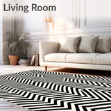 Asymmetric Chevron Featuring Bold Monochrome Dynamics(Black)