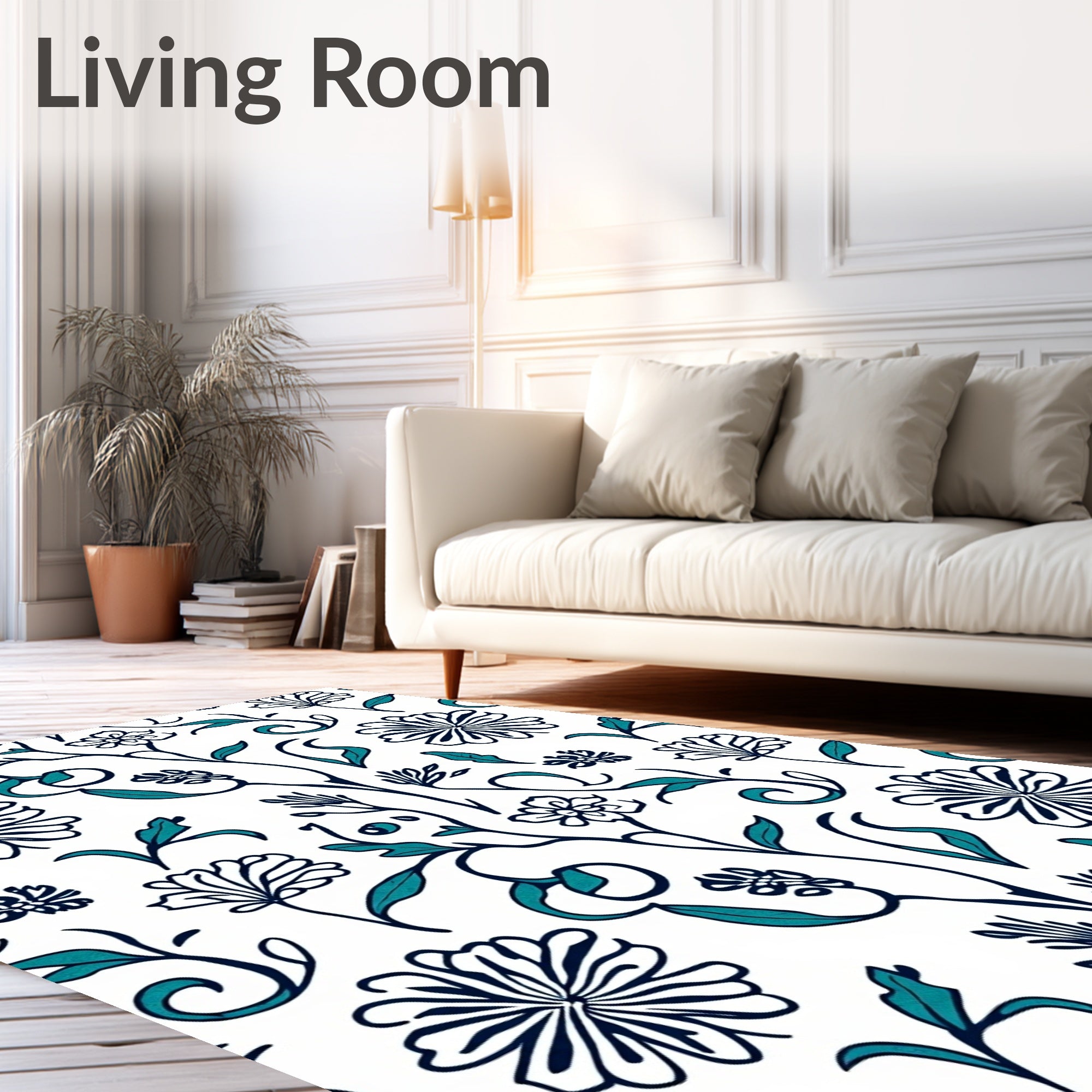 Boho Scrollwork Featuring Floral and Watercolor Wash (White) - ODIKA