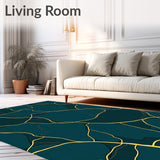 Luxurious Marble Veined with Gilded Accent Swirls Area(Teal)