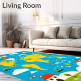 Cartoon Map Cute Planes and Colorful Borders(Blue)