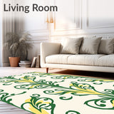 Vintage Damask Scrollwork with Flourishing Vine Accents (Green)