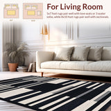Coastal Black And White Front Door Striped Welcome Mat(Black)