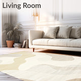 Abstract Cream Swirl Area Modern Neutral Floor Art(Beige)