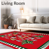 Nordic Fir Tree Motif Holiday Accent Interlocking(Red)