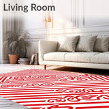 Classic Cane Stripe Medallion Non Slip(Red)