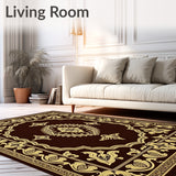 Floral Damask Entry Machine Non Skid Backing(Brown)