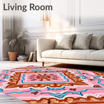 Rustic Floral Medallion Accent Featuring Interlocking Petal Motifs (Pink) - ODIKA