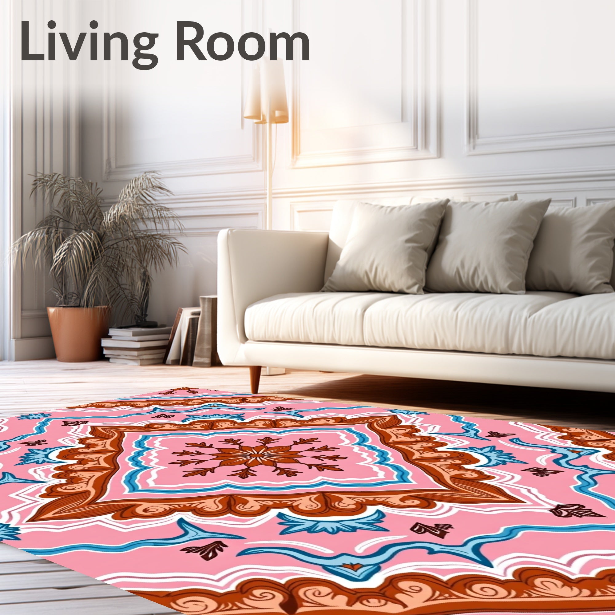 Rustic Floral Medallion Accent Featuring Interlocking Petal Motifs (Pink) - ODIKA