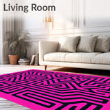 Charcoal Maze Labyrinth Print Textured (Pink)