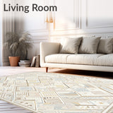 Artisan Geometric Area with Interlaced Diamond Shapes and Calming Neutrals(Beige)