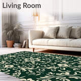 Elegant Botanical Damask Swirl Fancy Interwoven Transitional(Green)