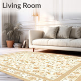 Elegant Woven Floral Area With Off White And Earthy Tones(Beige)