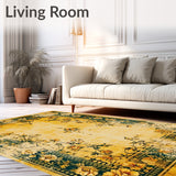 Golden Age Foldable Mustard Distressed Vintage Style Area Rug(Yellow)