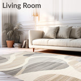 Fluid Swirls Abstract Beige Grey Runner Unique Floor Decor(Beige)