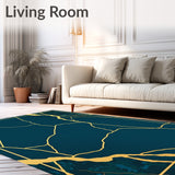 Luxurious Gilded Veined Stone Decorative Floor Covering(Gold)