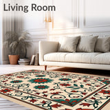 Rustic Botanical Interlocking Floral Scrollwork(Beige)