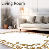 Tan Area with Ornate Floral Medallion Motifs and Curved Edges(Gold)