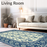 Chateau Collection Sapphire Crest Area Dark Blue Beige(Blue)