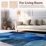 Ultra Soft Area Rug, Non Slip, Stain Resistant, Washable Area Rugs for Living Room, Bedroom, Boho Abstract Non-Slip Bedroom Rug(Blue)