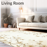Premium Cream Blossom Area With Delicate Vine For Cozy Space(Beige)