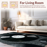 Ultra Soft Area Rug, Non Slip, Stain Resistant, Washable Area Rugs for Living Room, Bedroom, Retro Vinyl Record Non-Slip Area Rug(Black) - ODIKA