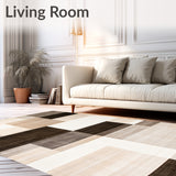 Beige Brown Geometric Non Slip Area Contemporary(Beige)
