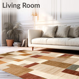 Contemporary Mod Mosaic Area Showcasing Artistic Segmented Panels(Beige)