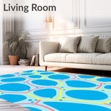 Playful Floating Balloon Motif with Interlocking Twisting Ribbons (Blue)