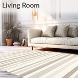 Beige Floor Mat with a Modern Minimalist Stripe Design(Beige)