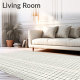 Scandi Chic Abstract Grid Black Linear Overlays Ivory Fields(Beige)