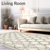 Geometric Diamond Runner Beige Grey Floor(Beige)