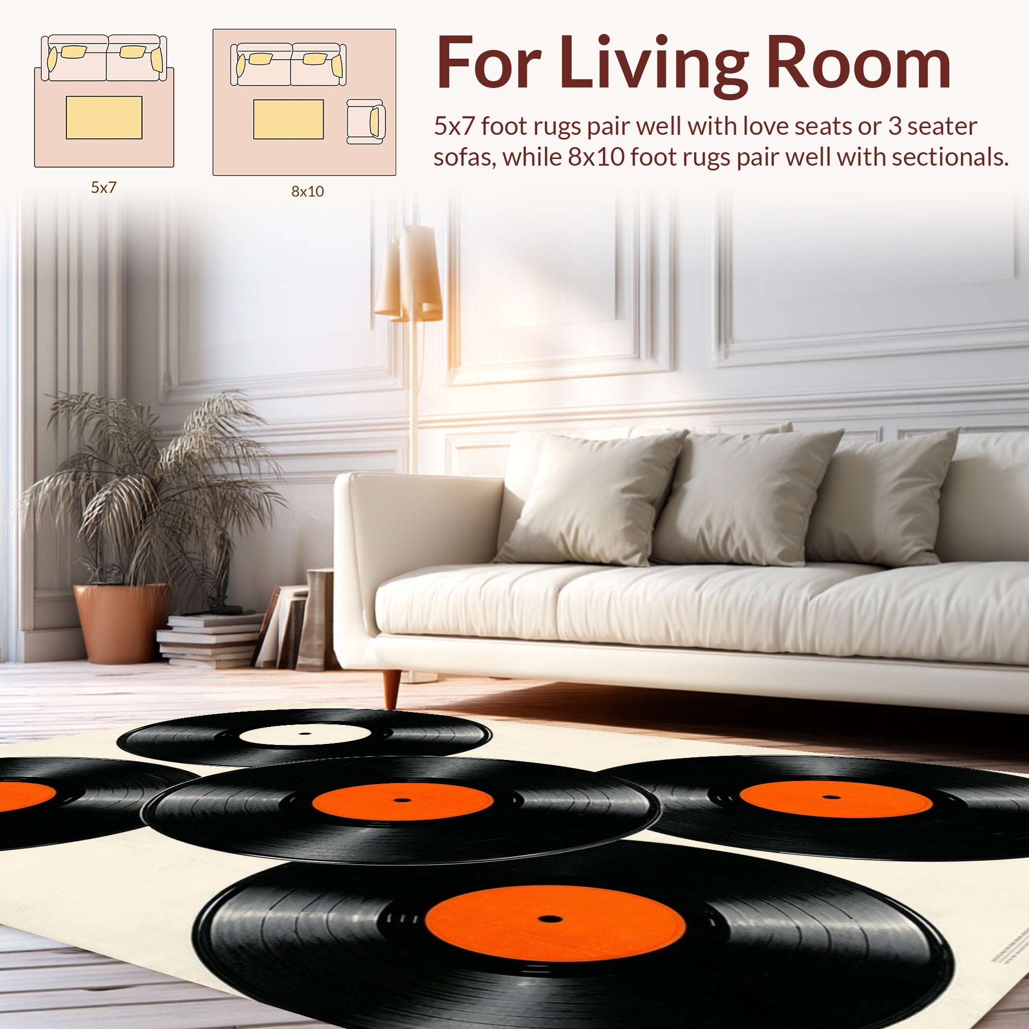 Retro Vinyl Record Patio Wear Resistant(Black) - ODIKA